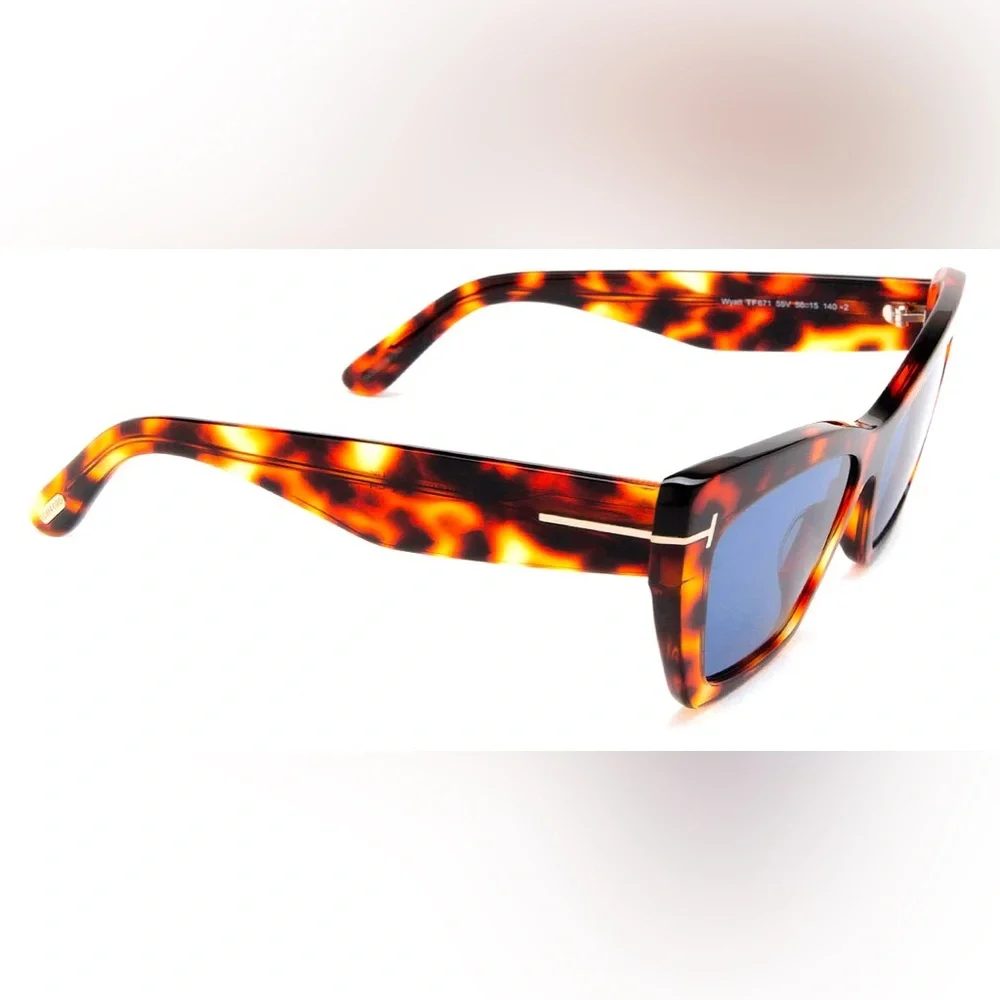 NEW FT0871/S 55V TOM FORD WYATT TF871 55V WOMEN HAVANA BLUE CAT EYE SUNGLASSES - Picture 6 of 10